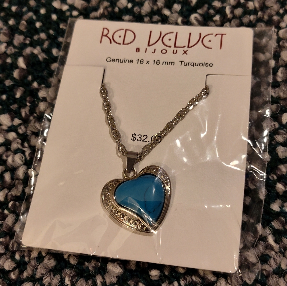 NWT! Red Velvet Genuine Turquoise Necklace
